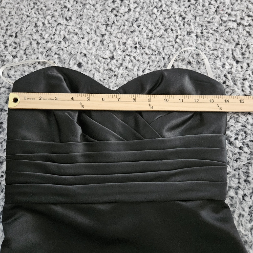 Black Satin Strapless Mini Dress Size 6 Small A-Line Sweetheart Formal Cocktail - Picture 7 of 13